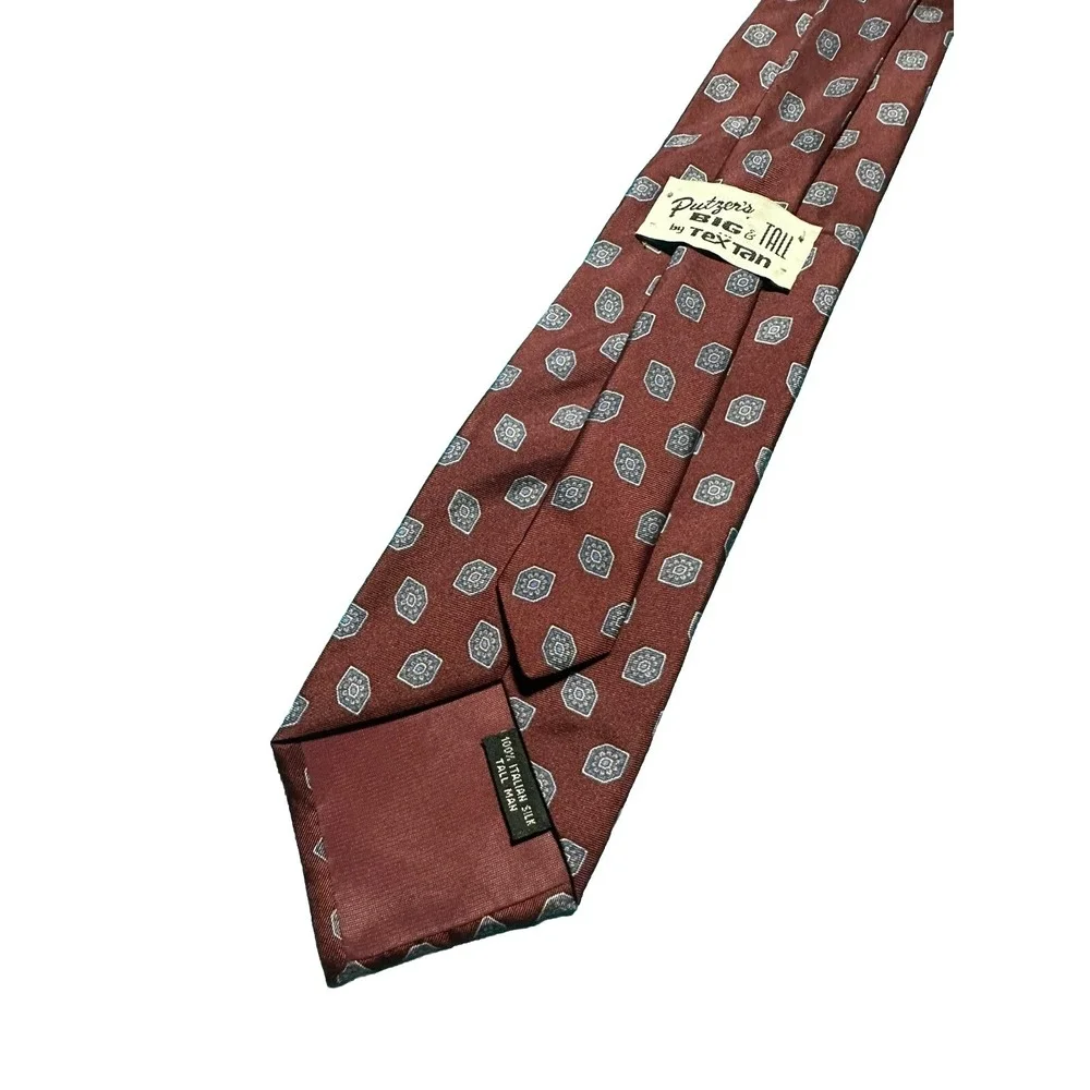 Big And‎ Tall By Textan Putzers Mens Tie Maroon With Blue Accents